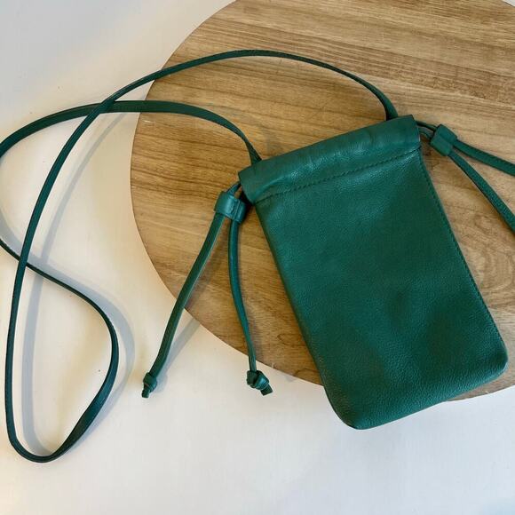 Madewell Piazza Bucket Jade Green Genuine Leather Drawstring Crossbody Bag - Picture 12 of 12